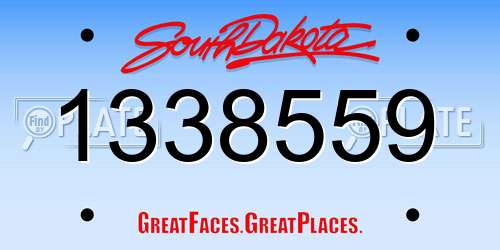 1338559 South Dakota License Plate
