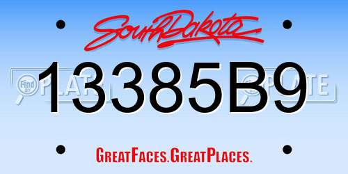 13385B9 South Dakota License Plate