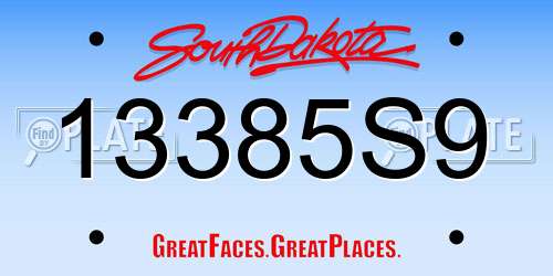 13385S9 South Dakota License Plate