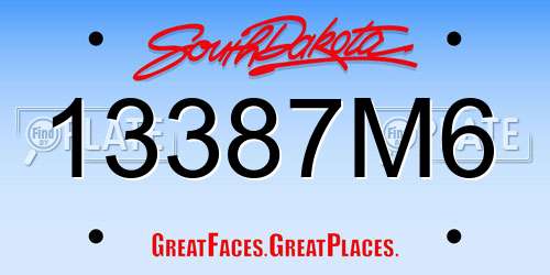 13387M6 South Dakota License Plate