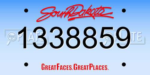 1338859 South Dakota License Plate
