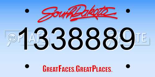 1338889 South Dakota License Plate