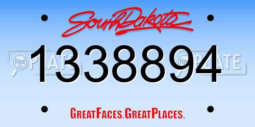 1338894 South Dakota License Plate