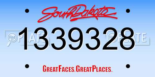 1339328 South Dakota License Plate