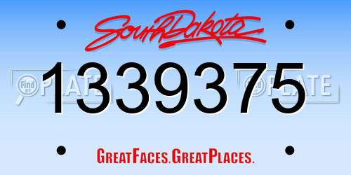 1339375 South Dakota License Plate