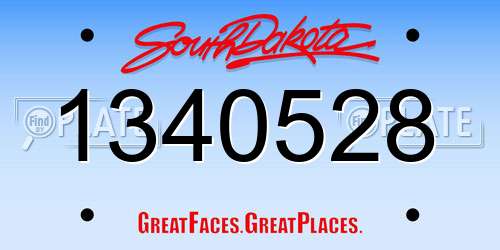1340528 South Dakota License Plate