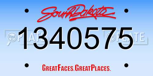 1340575 South Dakota License Plate
