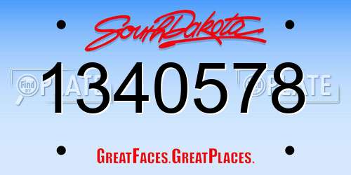 1340578 South Dakota License Plate