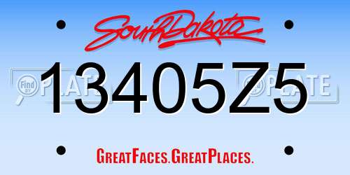 13405Z5 South Dakota License Plate