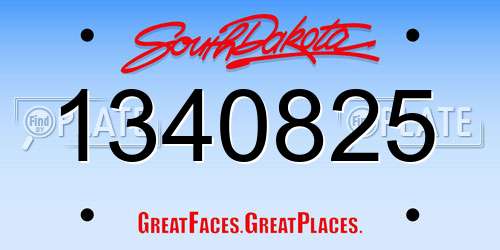 1340825 South Dakota License Plate