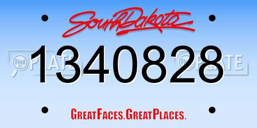 1340828 South Dakota License Plate