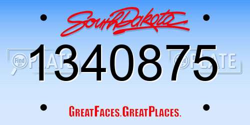 1340875 South Dakota License Plate