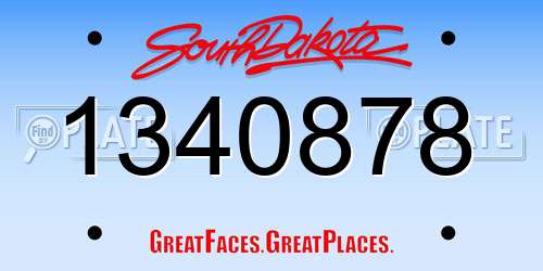1340878 South Dakota License Plate