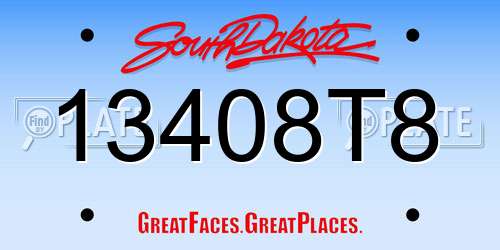 13408T8 South Dakota License Plate