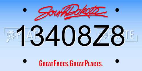 13408Z8 South Dakota License Plate