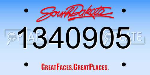 1340905 South Dakota License Plate