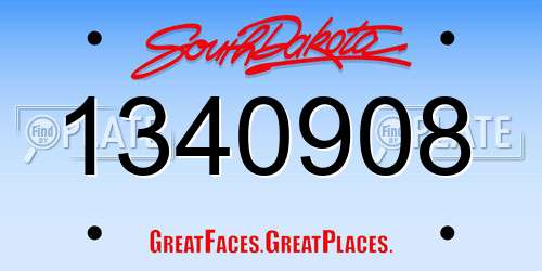 1340908 South Dakota License Plate