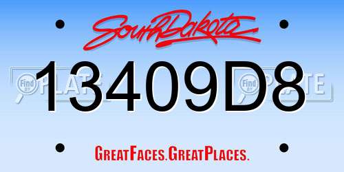 13409D8 South Dakota License Plate