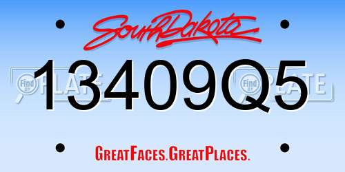 13409Q5 South Dakota License Plate