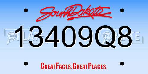 13409Q8 South Dakota License Plate