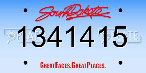 1341415 South Dakota License Plate