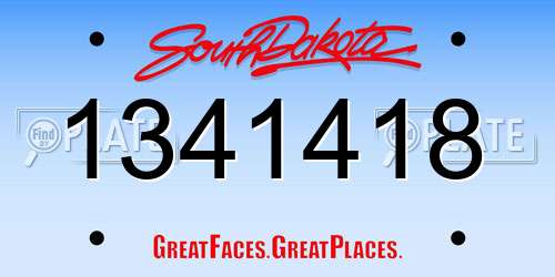 1341418 South Dakota License Plate