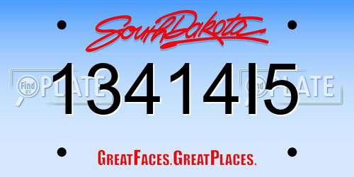 13414I5 South Dakota License Plate