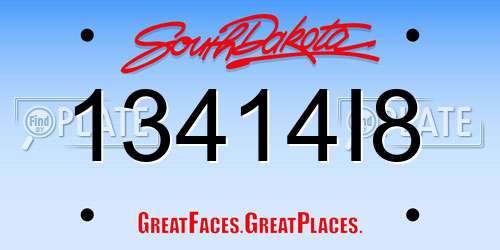 13414I8 South Dakota License Plate