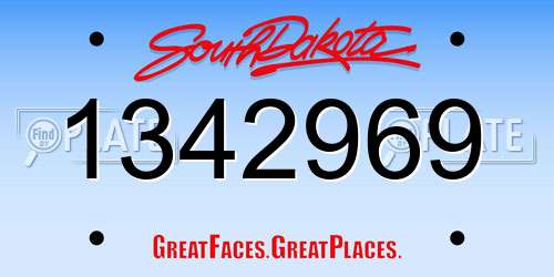 1342969 South Dakota License Plate