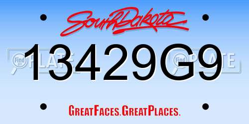 13429G9 South Dakota License Plate