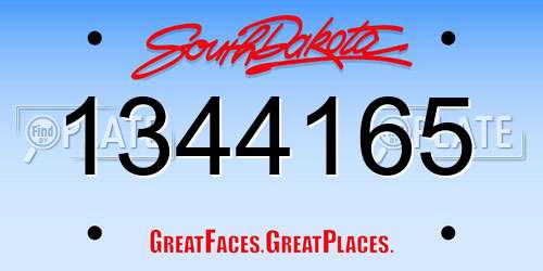 1344165 South Dakota License Plate