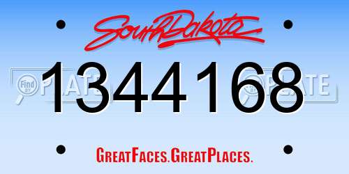 1344168 South Dakota License Plate