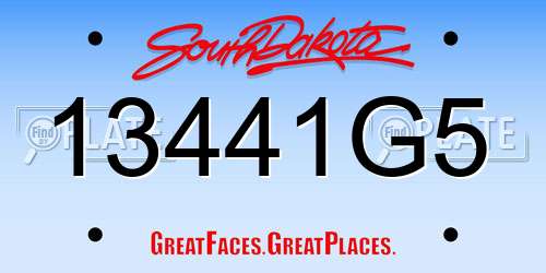 13441G5 South Dakota License Plate