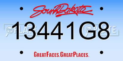 13441G8 South Dakota License Plate