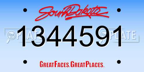 1344591 South Dakota License Plate