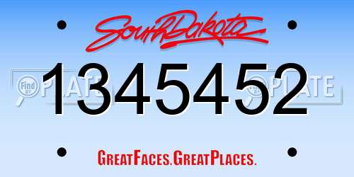 1345452 South Dakota License Plate