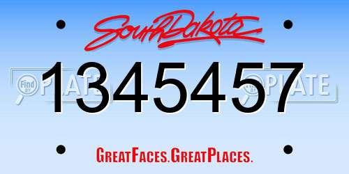 1345457 South Dakota License Plate