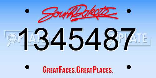 1345487 South Dakota License Plate