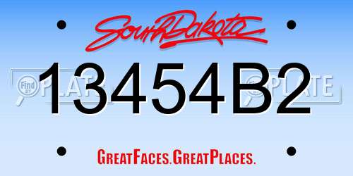 13454B2 South Dakota License Plate