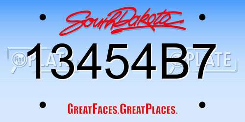 13454B7 South Dakota License Plate