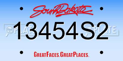 13454S2 South Dakota License Plate