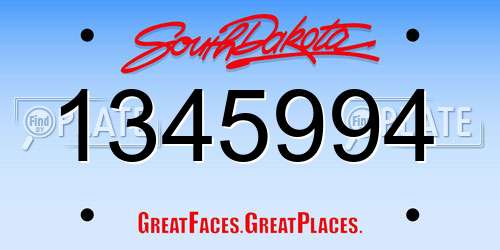 1345994 South Dakota License Plate