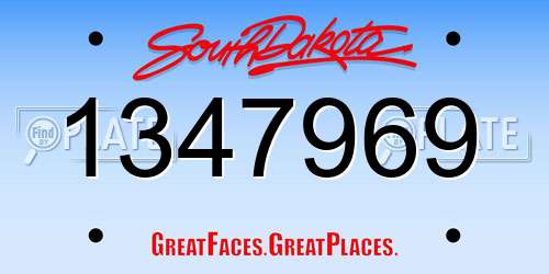 1347969 South Dakota License Plate
