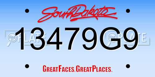 13479G9 South Dakota License Plate
