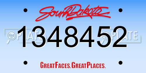 1348452 South Dakota License Plate