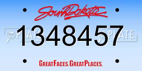 1348457 South Dakota License Plate