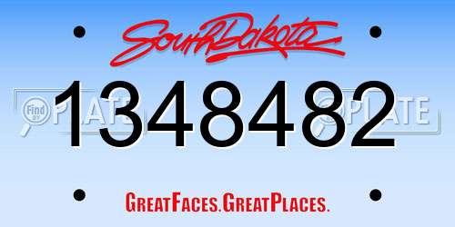 1348482 South Dakota License Plate