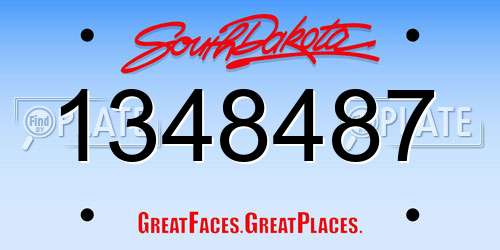 1348487 South Dakota License Plate