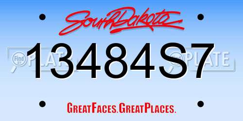13484S7 South Dakota License Plate