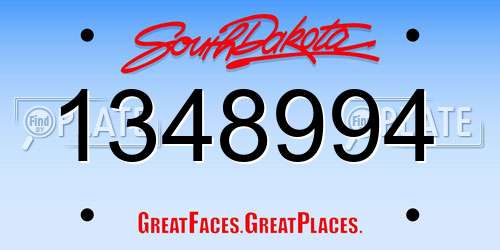 1348994 South Dakota License Plate